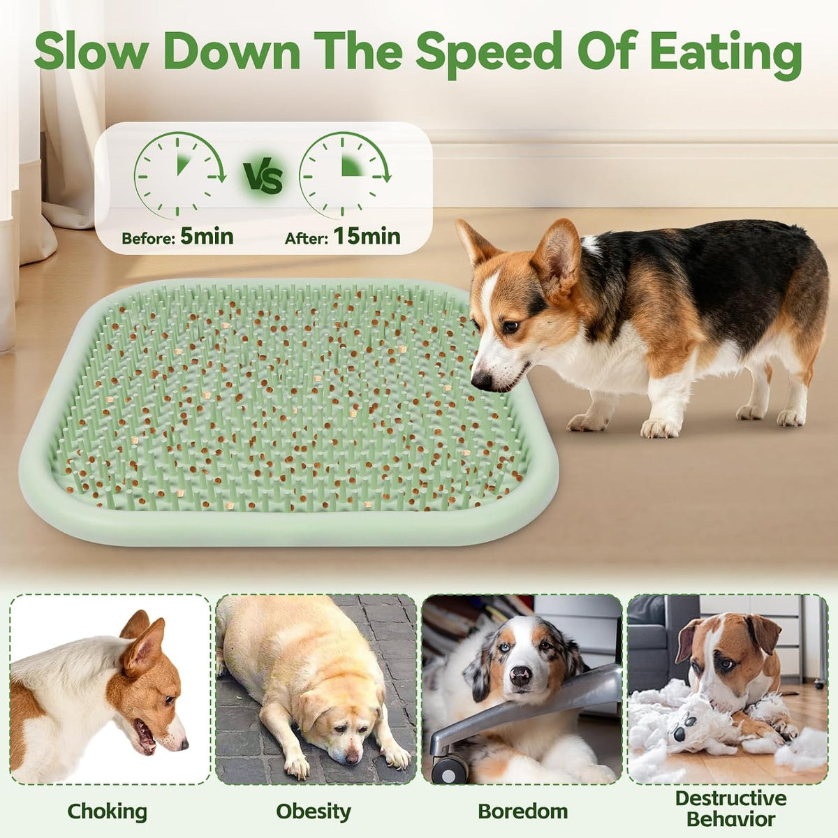 Silicone Snuffle Mat for Dogs 23.6"x 15.7" Large Slow Feeder Mat - Green:23.6"x23.6" - image 3