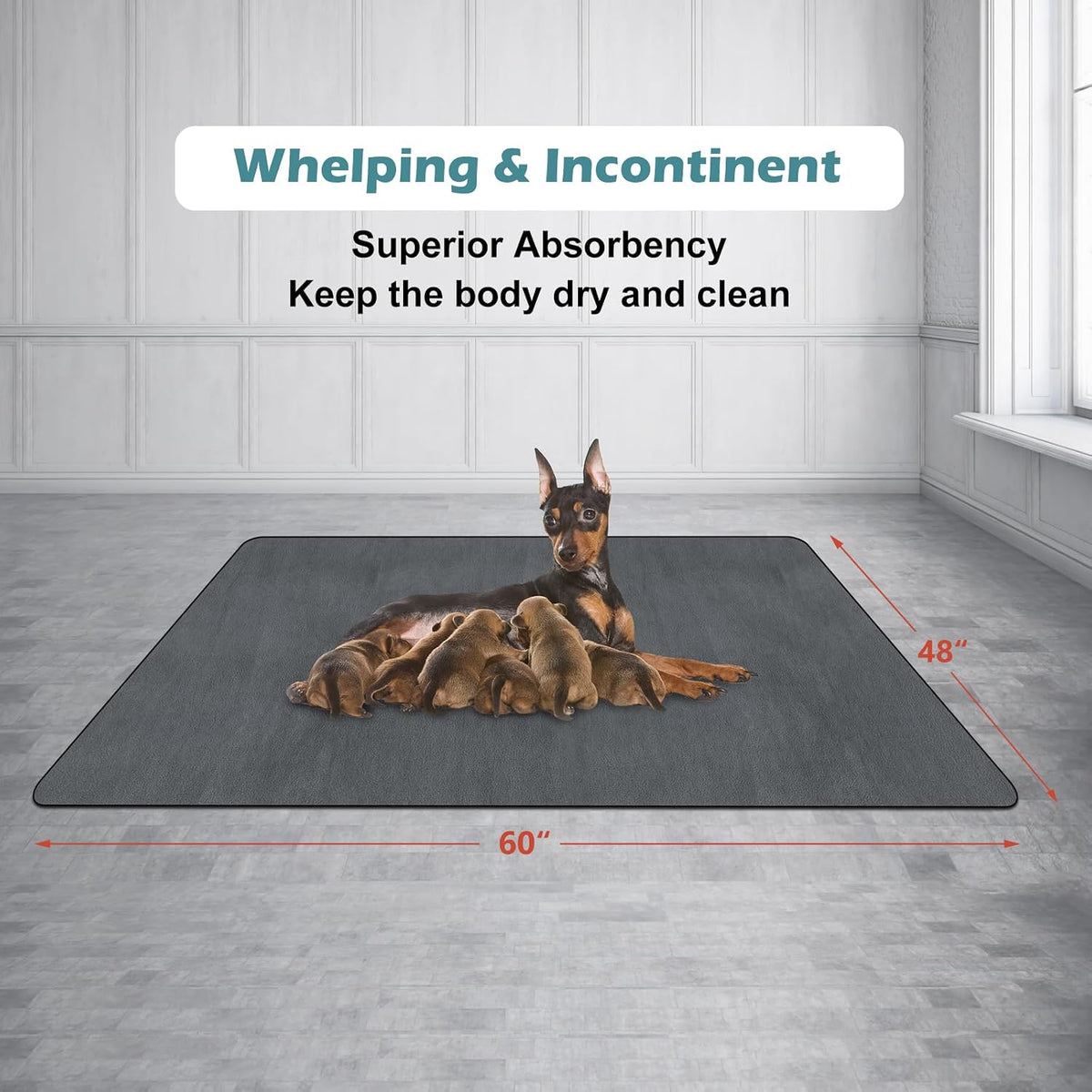 Washable Pee Pads for Dogs 72"x72" Reusable Dog Pads Extra Large - Grey / 60x48 Inch (Pack of 2) - image 4