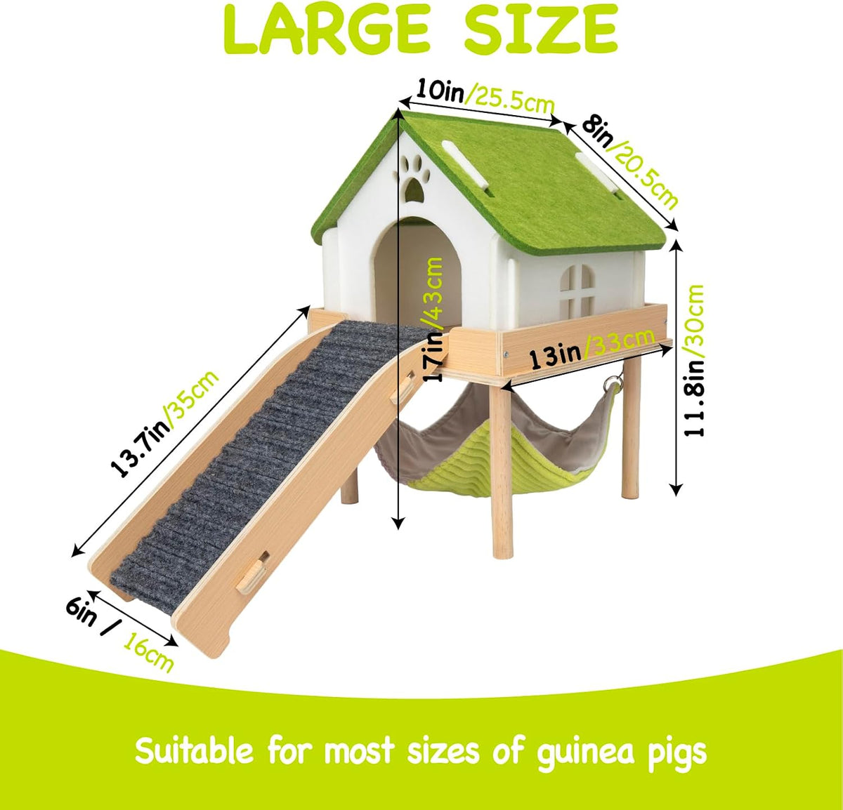 3 in 1 Enlarged Guinea Pig Hammock - Matcha White - image 4