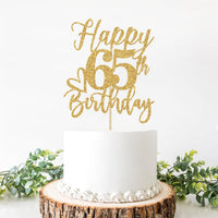 Happy 83rd Birthday Cake Topper - happy 65th birthday / Gold Glitter - image 4