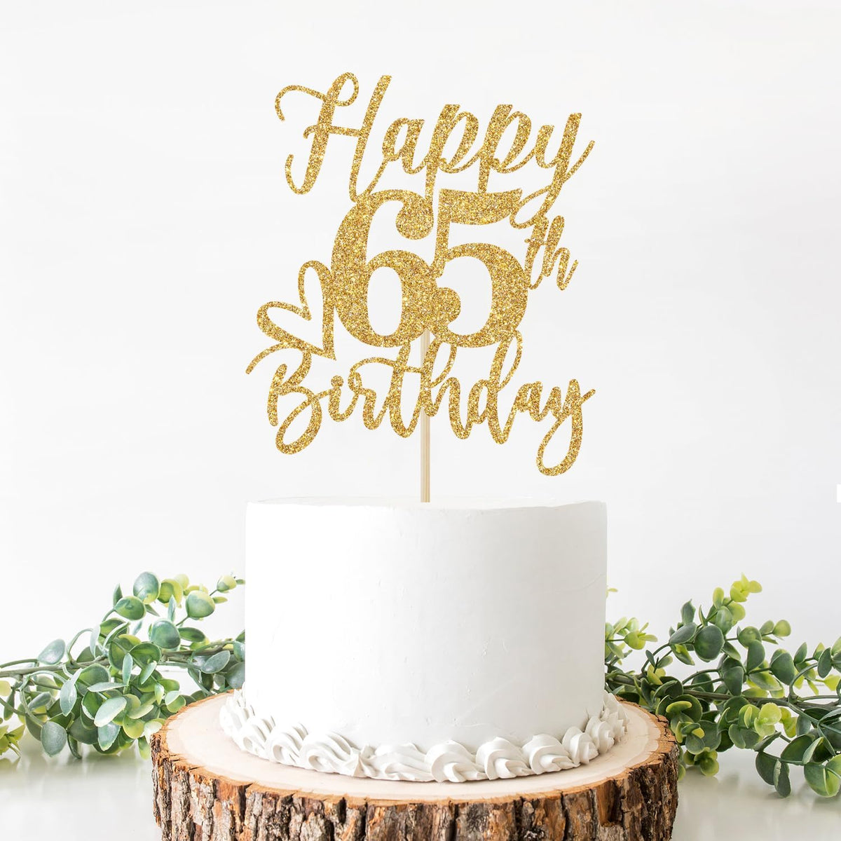 Happy 83rd Birthday Cake Topper - happy 65th birthday / Gold Glitter - image 4