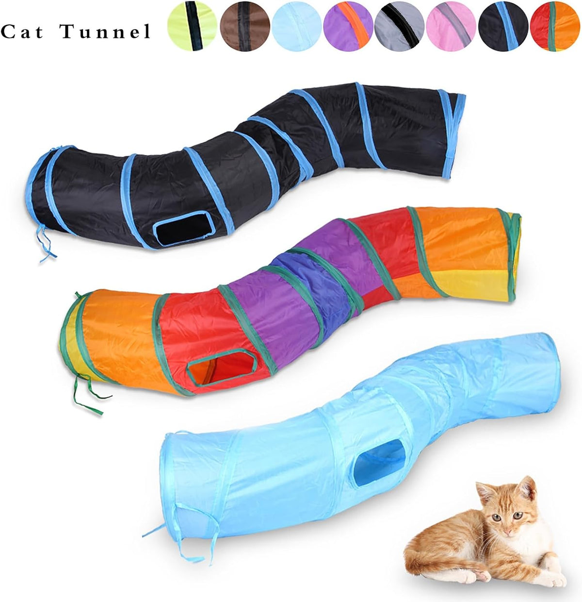 iCAGY Cat Tunnel Toys for Indoor Cats Kittens Rabbits - 47" (Shape S) / Grey - image 3