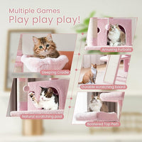 SHA CERLIN 68 Inches Multi-Level Large Cat Tree for Large Kitties/Big Cat Tower with Condo/Cozy Plush ‌Pussycat Perches/Sisal Scratching Posts and Hammocks/Activity Center/Pink