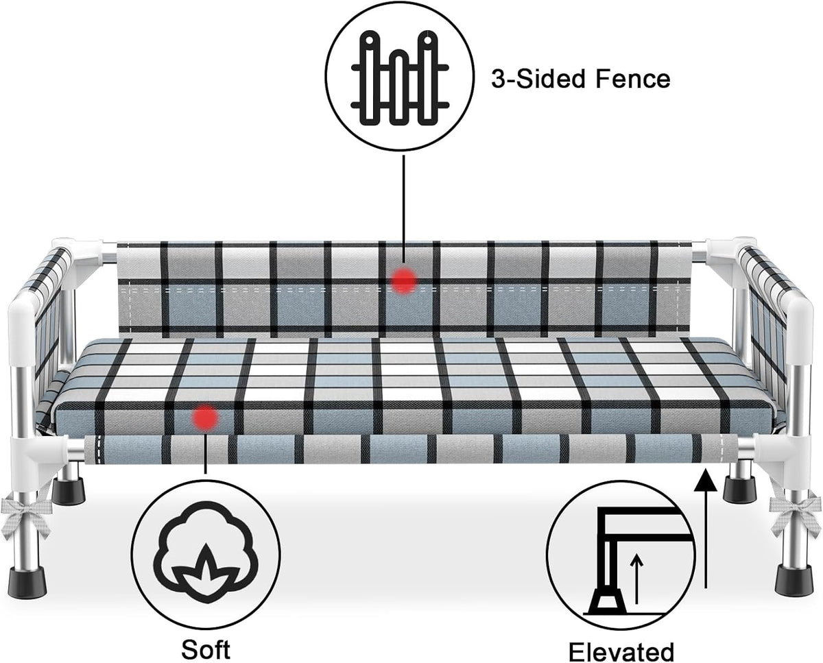 Elevated Dog Bed with with Guardrail - Cushion-(M-) - image 3
