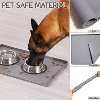MateeyLife Silicone Cat & Dog Food Mat for Floors Waterproof - Gray / 24"L x 16"W - image 3