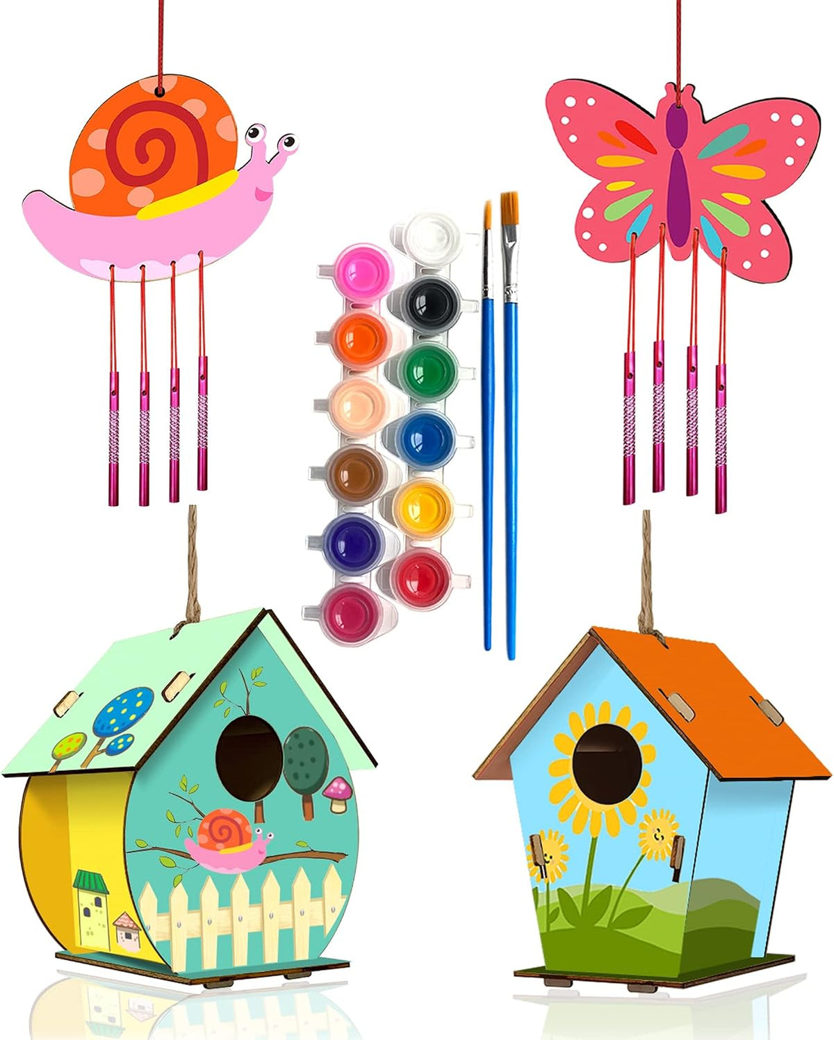 Home Composer 4 Pack DIY Bird House Wind Chime Kits for Children