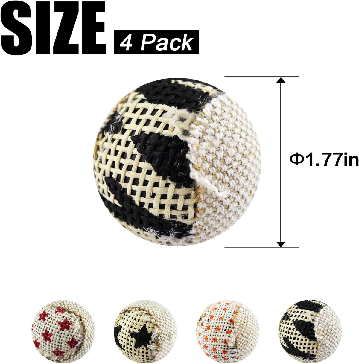 TTcat Canvas Burlap Cat Toy Balls - image 2