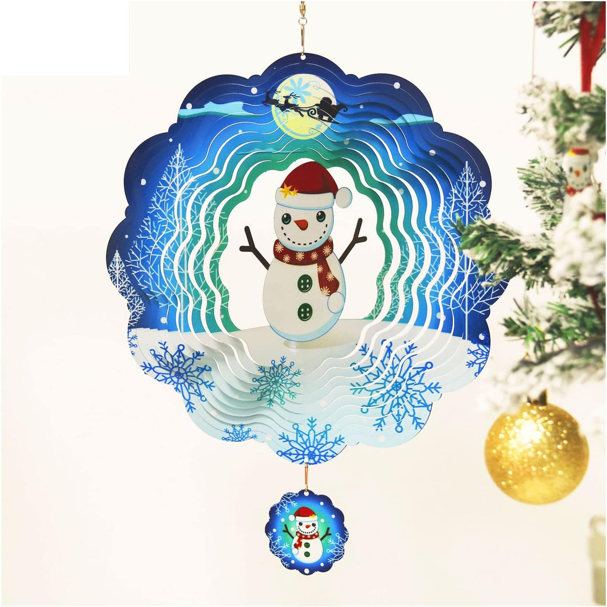FANTAART Christmas wind spinner, 12 inch stainless steel snowman yard sculpture - view 5