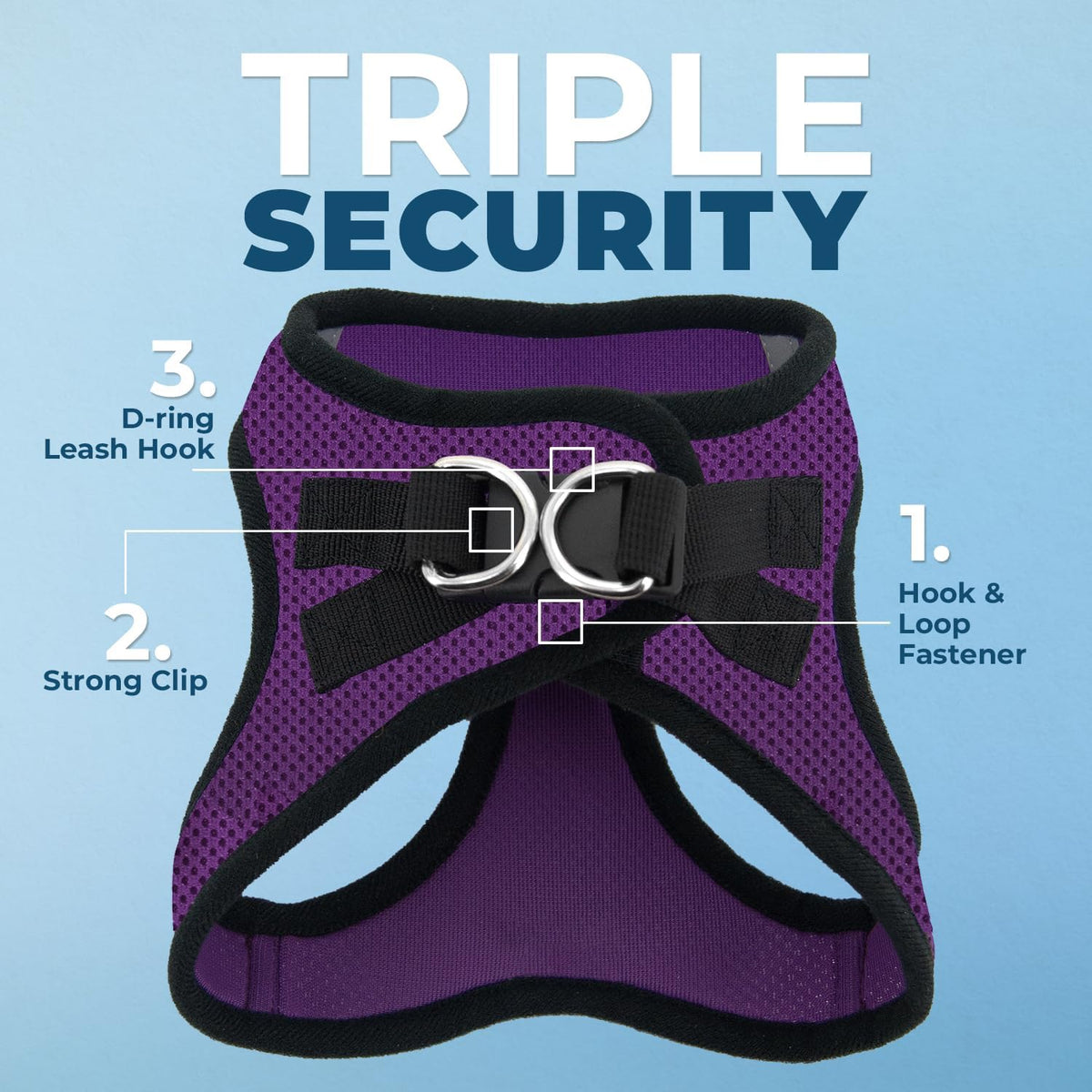 Best Pet Supplies Voyager Step-in Air All Weather Mesh Harness - Purple/Black Trim / L (Chest: 18 - 20.5") - image 2