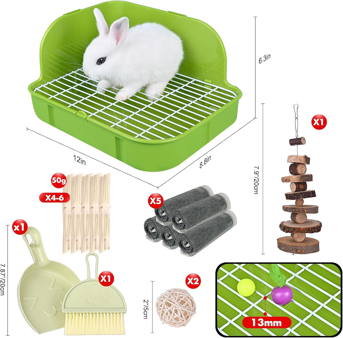 RUBYHOME Rabbit Litter Box Toilet - Green - image 2