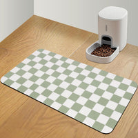 CooRug Checkered Dog Food Mat, Pet Feeding Mat 20" L x 12" W - Green / 32"L x 17"W