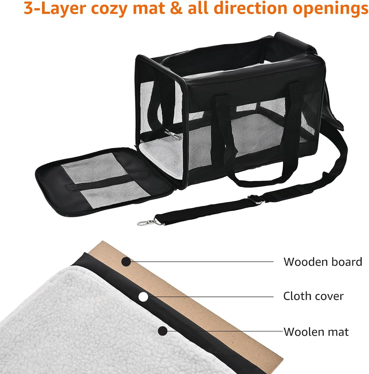 Amazon Basics Airline Approved Soft-Sided Mesh Pet Travel Carrier - 20.0"L x 12.0"W x 12.0"H / Without Wheels - image 2