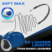 Fida Upgraded Retractable Dog Leash, Heavy Duty - Large（30ft） / Blue - image 2