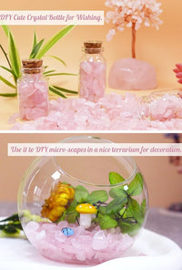 1lb Rose Quartz Aquarium Gravel Rocks Natural Tumbled Healing Crystal Chips Bulk Gemstones Tumbled Crushed Stones for Fountain Vase Filler Planters Decorative Fish Tank Potted Reiki Energy Balancing