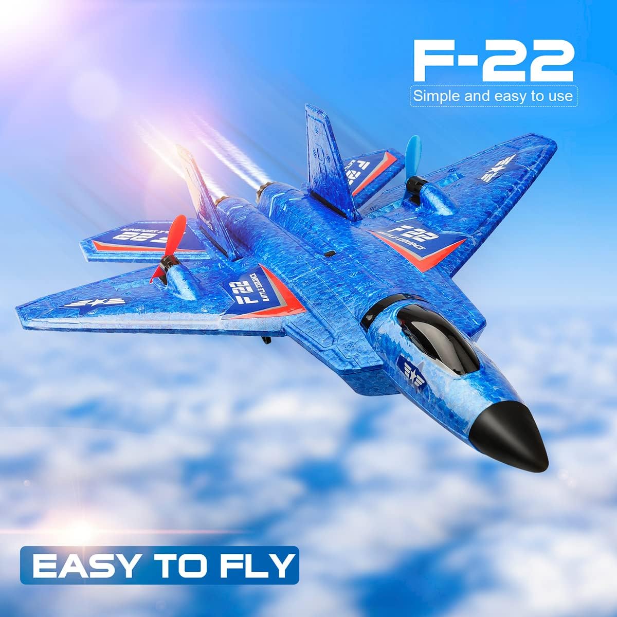 RC Plane, F22 RC Airplane Fighter Ready to Fly - Blue F-22 Raptor - image 3