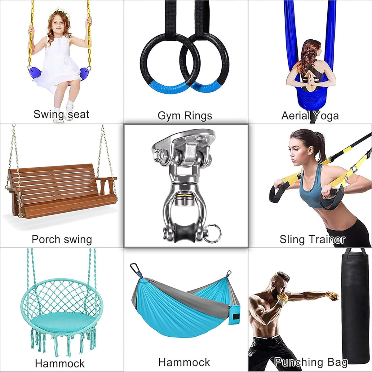 SELEWARE Silent Bearing Swivel Swing Hanger Stainless Steel Swing - Silver: 360° Bearing Swing Hanger ( 1 Pack ) - image 4