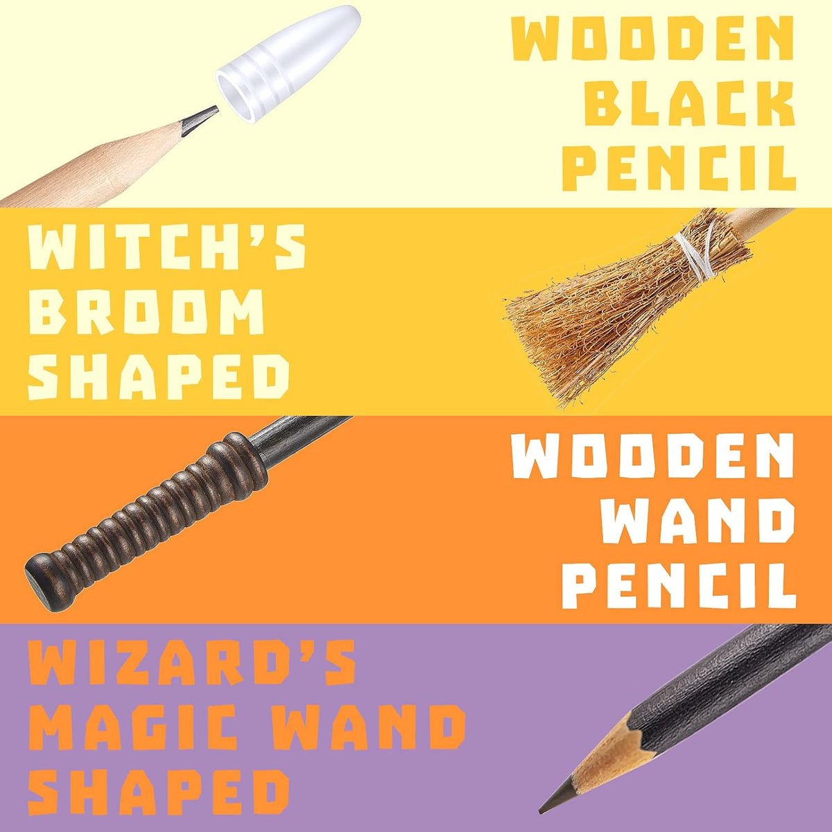 Chinco 20 Pcs Wizard Wand Witch Broom Pencils - image 3