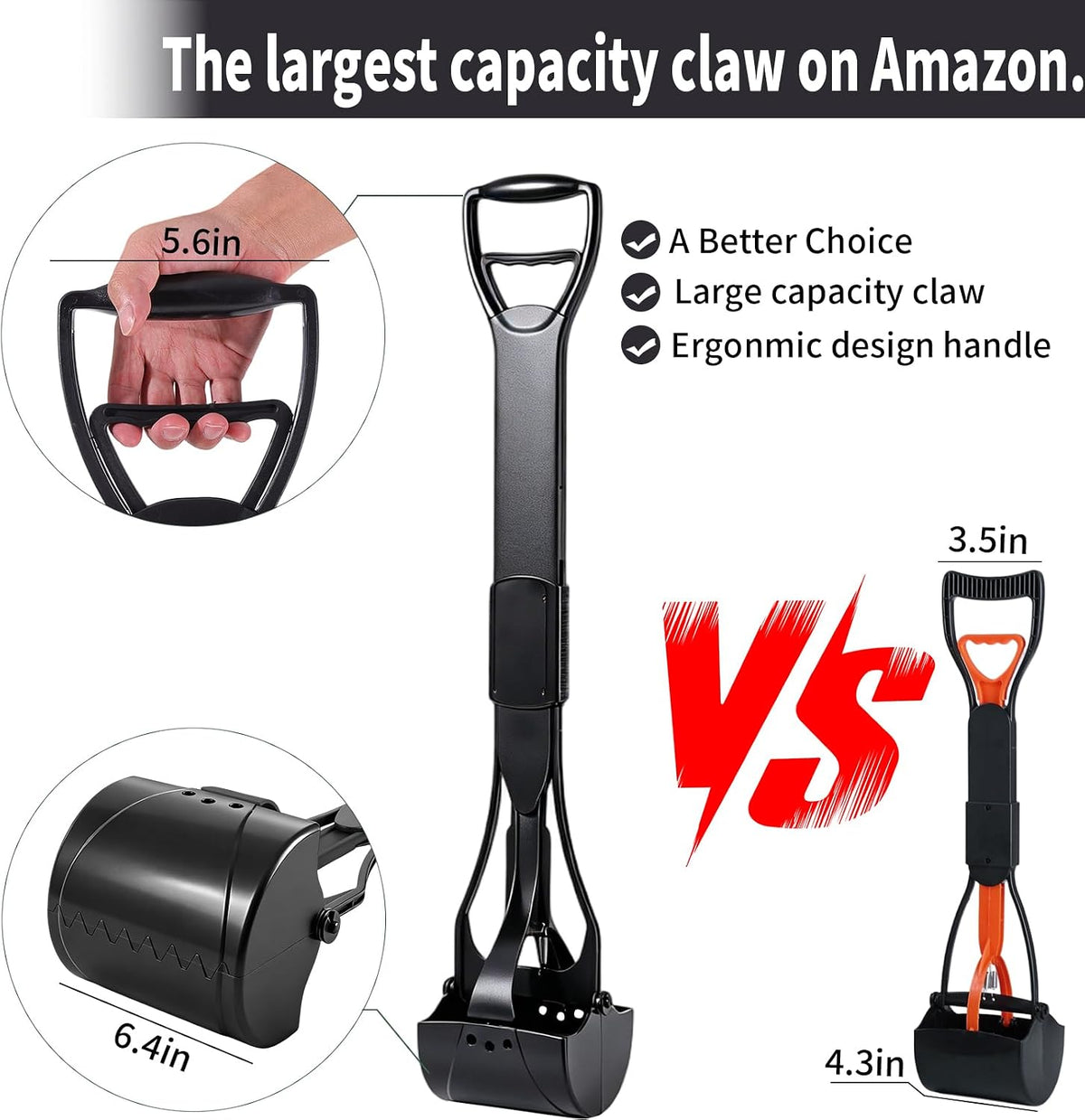 36“ Large Dog Pooper Scooper for Large Dogs Heavy Duty - 36-inch(Black) - image 3