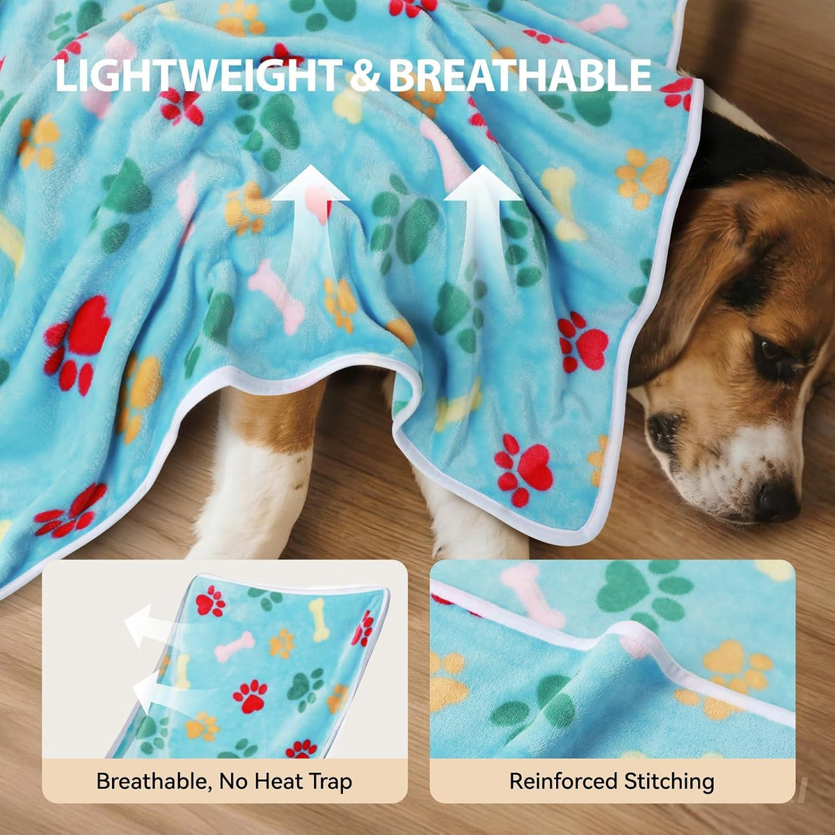 LINENLUX Dog Blankets 3-Pack - Bones and Claws-3pcs / 23x16 inch - image 2