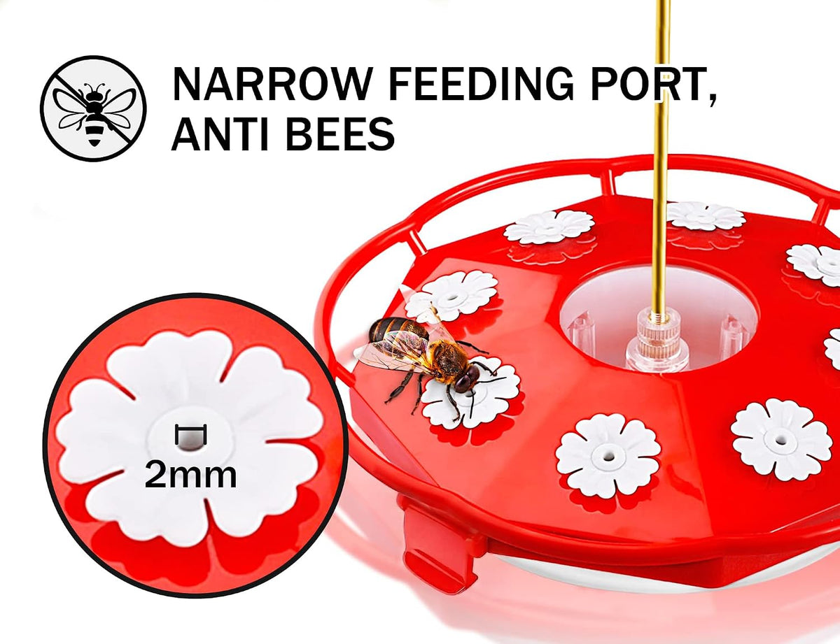 2 Pack 16 oz Saucer Hummingbird Feeders for Outdoors - Red & White / 2-Feeder Set - image 2
