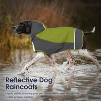 Hooded Dog Raincoat, Reflective Large Dog Rain Poncho - 2X-Large / Green - image 3