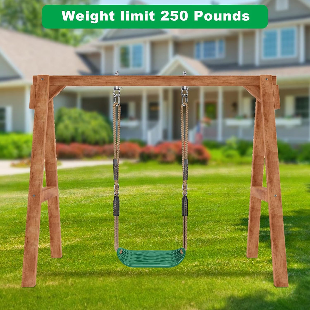 SELEWARE Black High Back Full Bucket Toddler Swing Seat w/Adjustable - Green U-shape Swing (1 Pack) - image 4