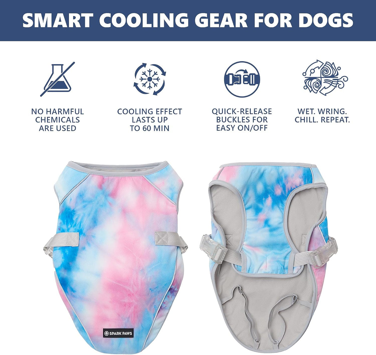 Spark Paws Dog Cooling Vest, Evaporative Summer Cooling - Snowcone / Medium - image 2