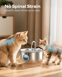 Cat Water Fountain Stainless Steel: Cat Fountain for Drinking - Cat Fountain+6 Filters +3 Sponges - image 2