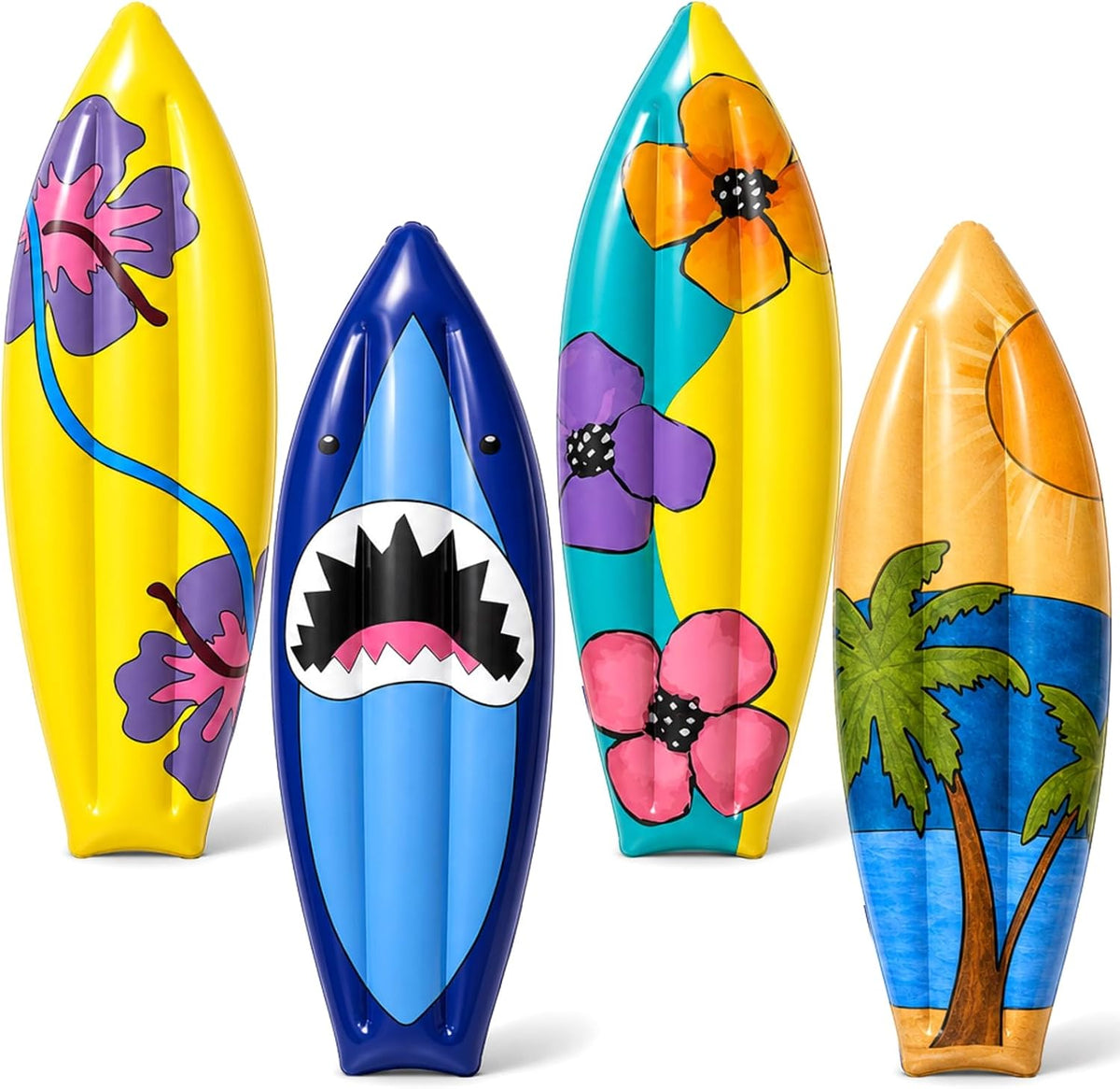JellyArch inflatable surfboard decorations with tropical flower print, set of 4 - view 3