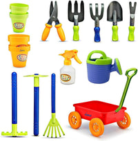 Dimple Garden Wagon & Tools Toy Set, Kids Gardening Set - Red - image 2