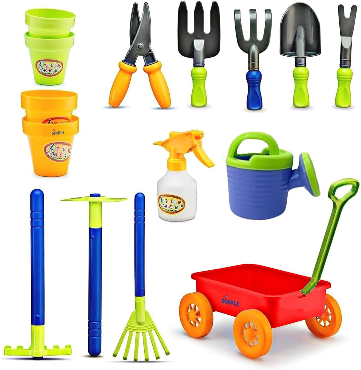Dimple Garden Wagon & Tools Toy Set, Kids Gardening Set - Red - image 2