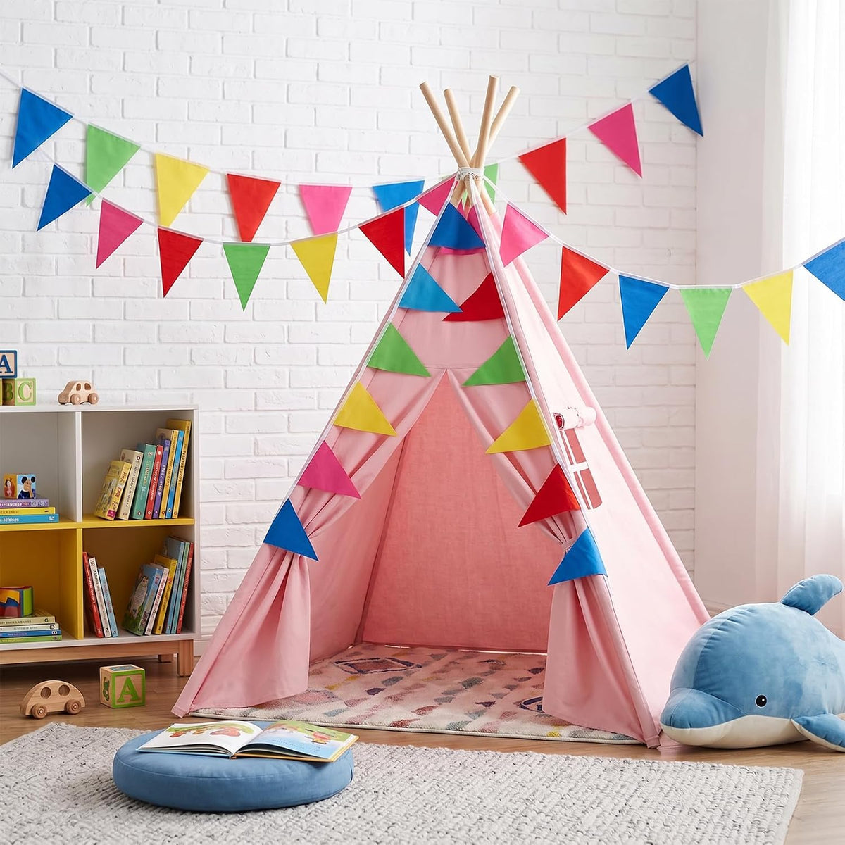 RUBFAC 170ft 120pcs Red White Striped Pennant Banner – Fun for Kids & Family - Multi Color / 1700ft - image 2
