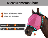 Horse Fly Mask, with UV Protection Horse Fly Mask, Full Face Fine Mesh Coverage Provide Better Vision and Airflow for Horse