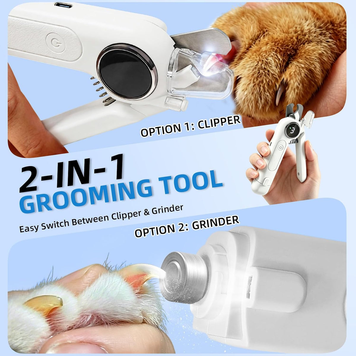 2-in-1 Dog Nail Clippers & Grinder with LED Light - image 2