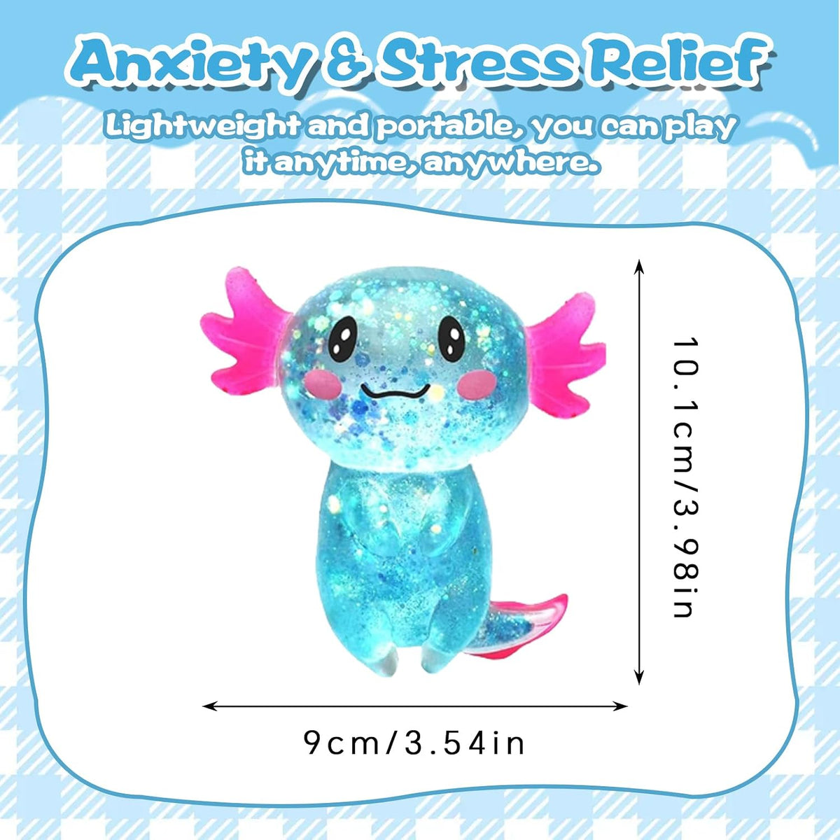 Ropuptl sitting axolotl squishy toy in purple, slow rising soft fidget - view 11