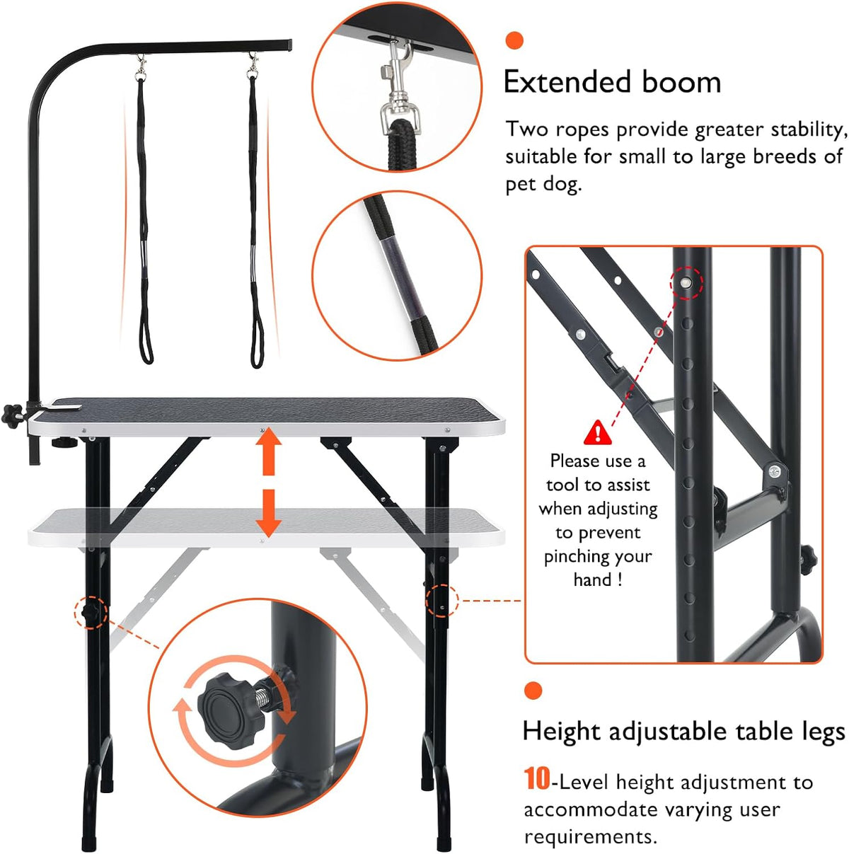 LEIBOU 45'' Height Adjustable and Foldable Pet Dog Grooming Table - 36'' / Black - image 3