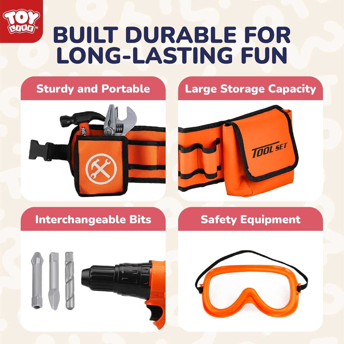 TOY Life Kids Tool Set with Kids Tool Belt & Toy Drill - Toy Drill Kids Tool Set - image 4