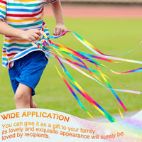 Deekin rainbow ribbon rings, wooden Waldorf hand kites with bright streamers - view 21