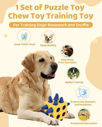 Interactive Puzzle Dog Toy Encourage Natural Foraging Skill, Durable Dog Enrichment Toy Snuffle Cube Cloth Strip with Hide & Seek Food, Slow Feeder for Mind Stimulate & Stress Relief (Yellow)