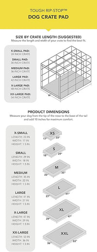 K9 Ballistics Tough Ripstop Dog Crate Pad - Durable & Machine Washable with Non-Skid Bottom and 120-Day Warranty, Fits 36" Wire Crates - Medium Obsidian Black