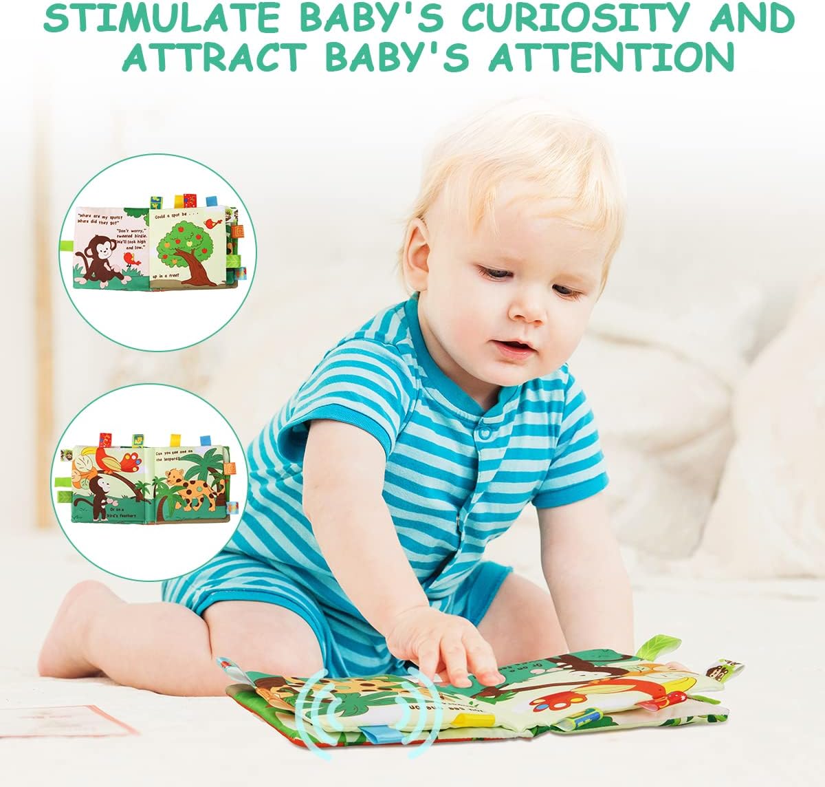 Vicloon Baby Soft Cloth Books - Colored Monkey - image 3