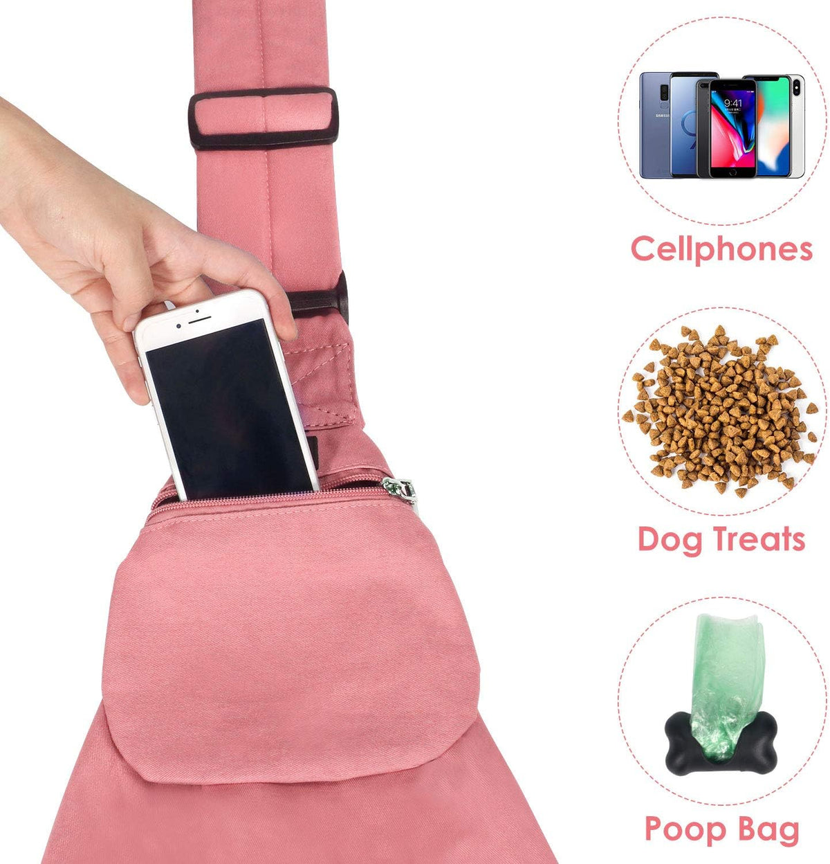 SlowTon Dog Carrier Sling - I-Peach Cotton Fabric / For Pets 6-12lbs - image 4