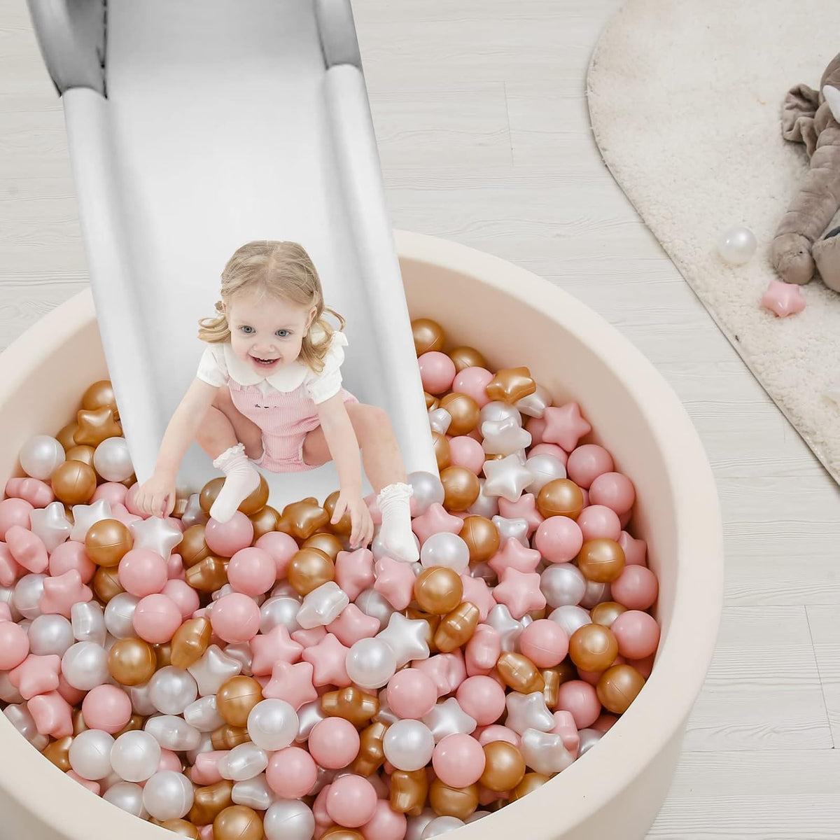 TRENDPLAY Star Ball Pit Balls for Toddlers 50 100 200 Count Star - Pearl Pink Brown / 100 - image 3