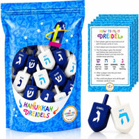 The Dreidel Company Bulk Solid Blue & White Wooden Hanukkah Dreidels - 25-Pack - image 2