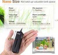 hygger Mini Fish Tank Submersible Heater 50W for 5-10 Gallons Small - 20 Watt - image 2