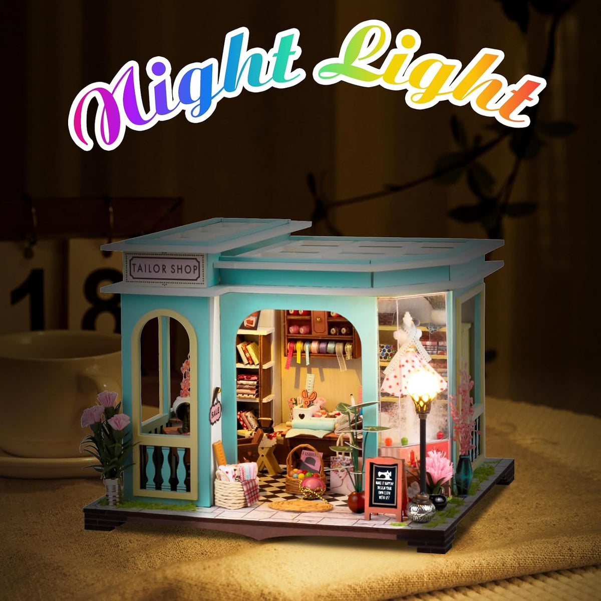 DIY Miniature House Kit, Pet Shop Book Nook Kit with LED Light - Tailor Shop - image 3