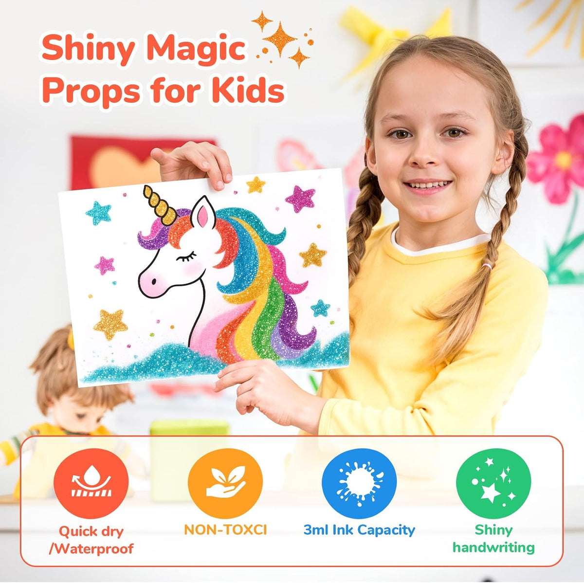 JoyCat 10 Color Changing Markers for Kids Ages 4-8 - Glitter Markers - image 4