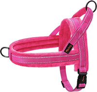 No Pull Dog Harness for Small Dogs, Soft Flannel Padded, XS - M:chest 21-27" / Hot Pink