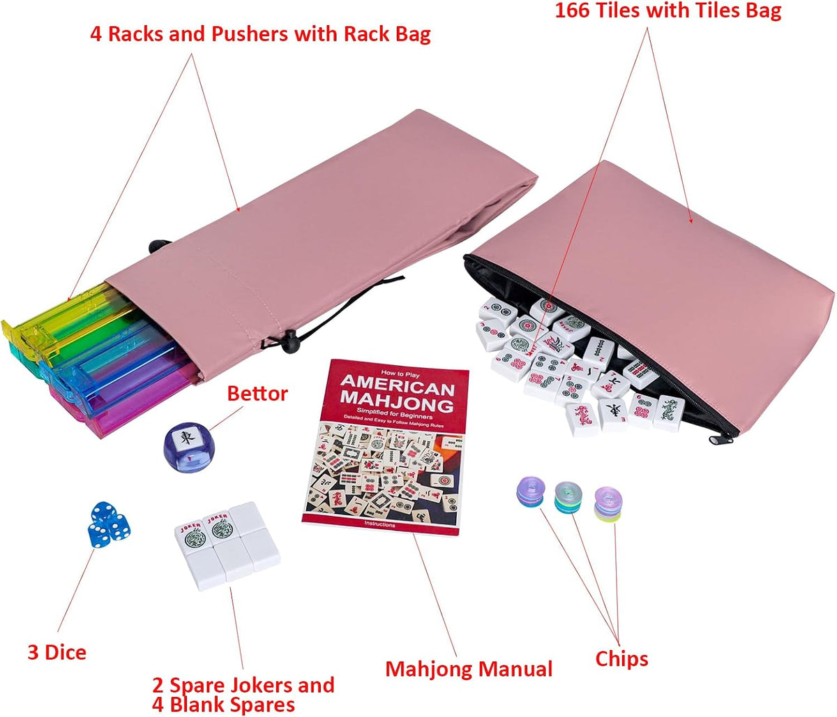Jongyance American Mahjong Set with Blue Carrying Bag - Nude Pink - image 2
