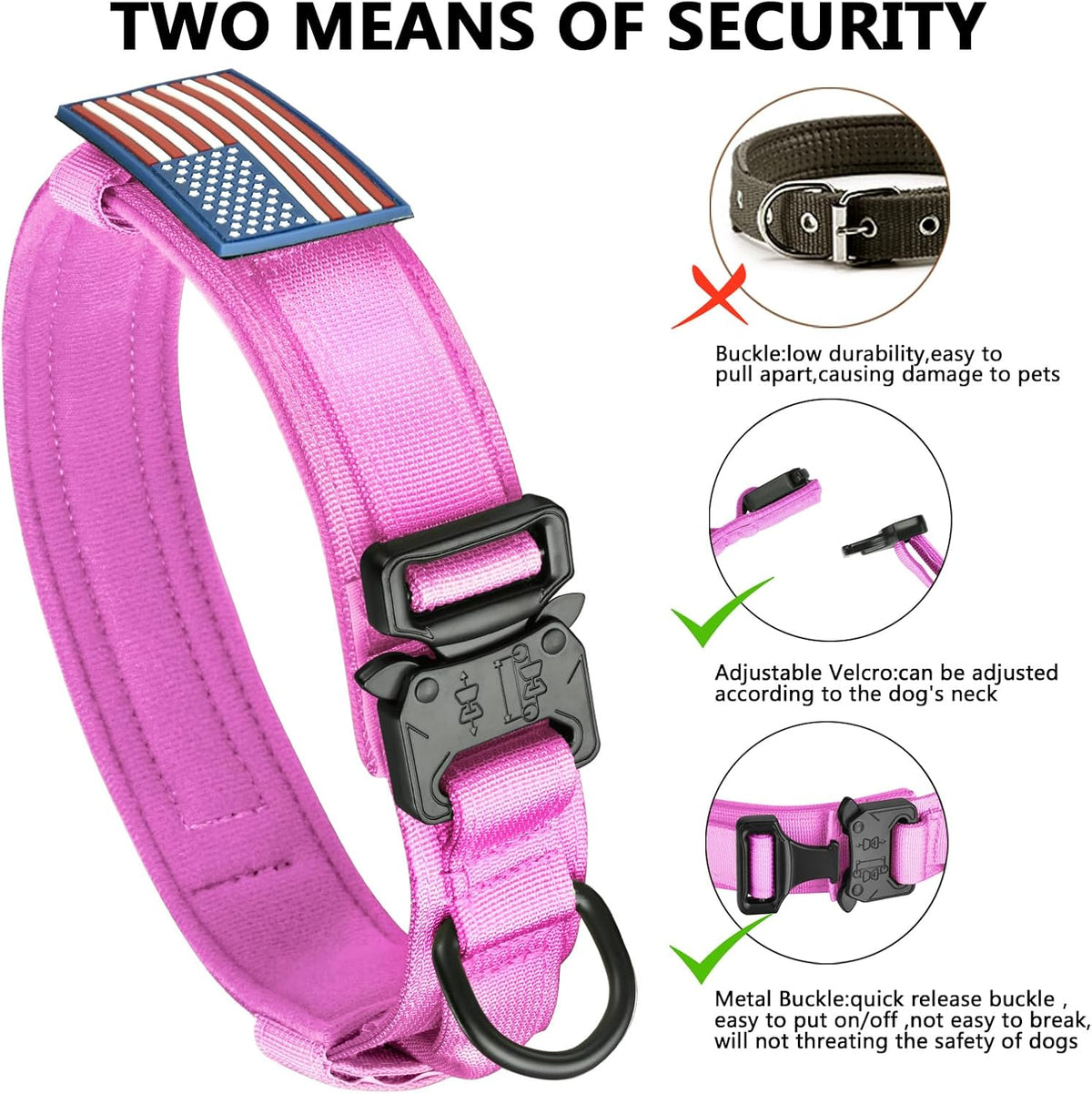 DAGANXI Tactical Dog Collar - Pink / M - image 4